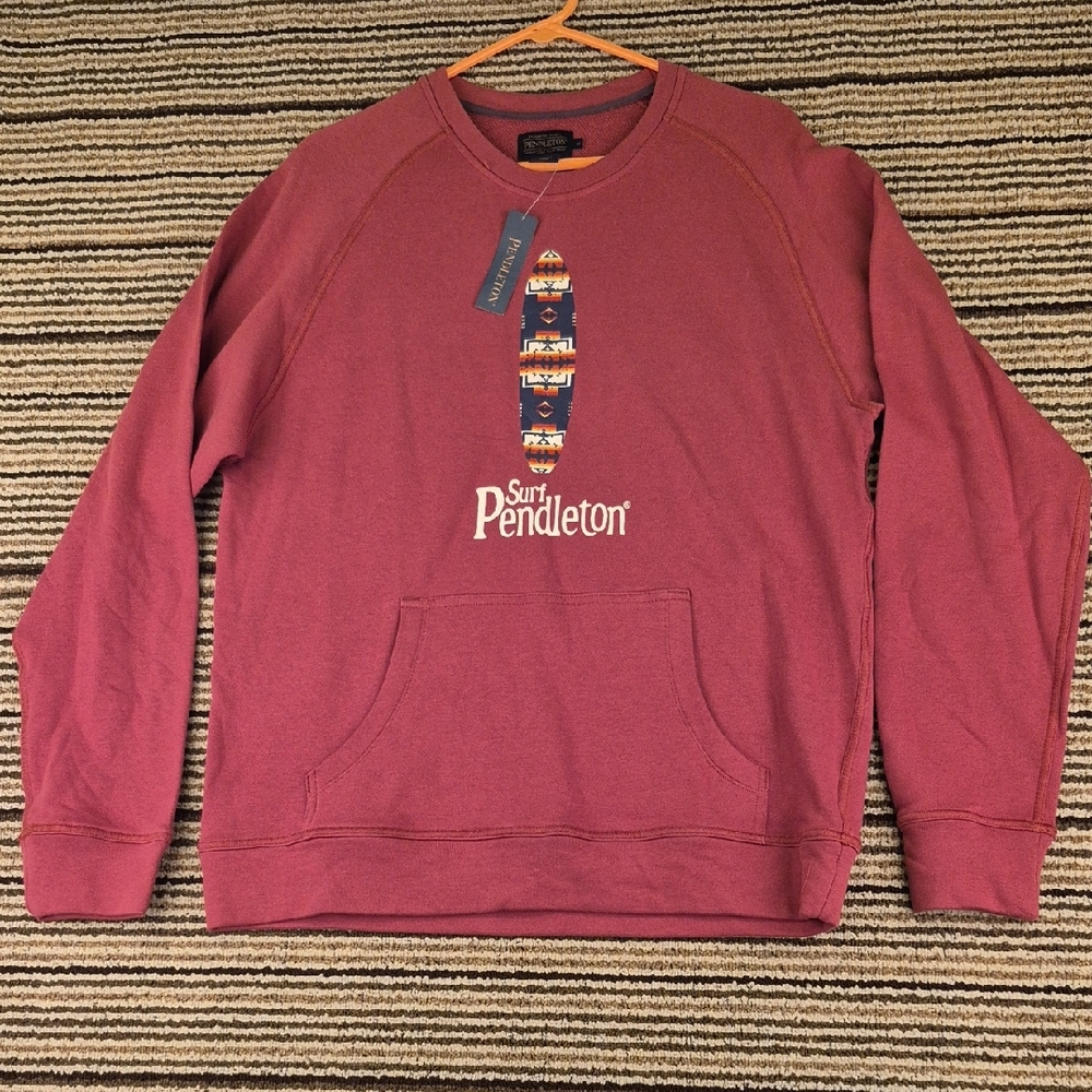 PENDLETON Surf Dark Red Cotton Blend Front Pockets Sz‎ M Crewneck Sweater NEW